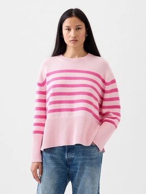 GAP Pink Striped Crewneck Sweater. XXL